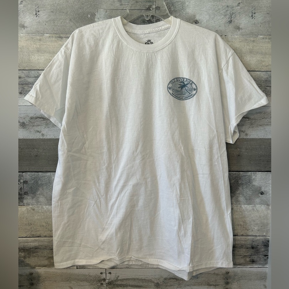 Old Guys Rule White Graphic Short-Sleeve Tee with Chest Logo